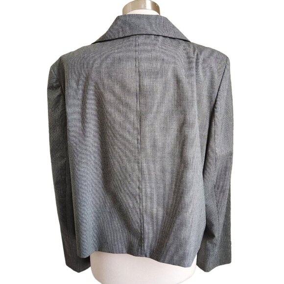 Jones New York Jones Wear‎ Cropped Blazer 16 Micro Check Black Gray Stretch - Picture 4 of 11